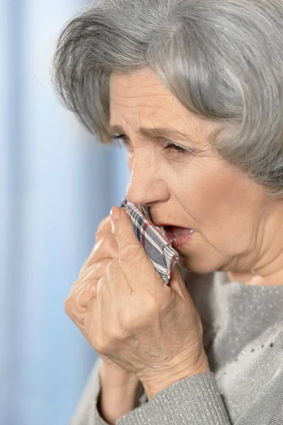 Mature woman have a toothache — Stock Photo, Image
