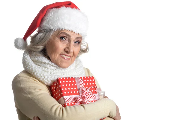 Senior woman with gift — Stock Photo, Image