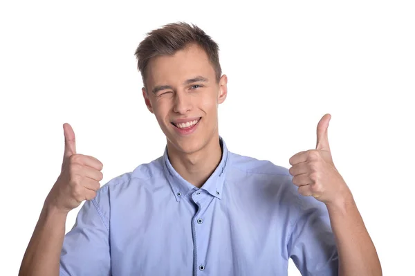 Young man making facial expression — Stock Photo, Image