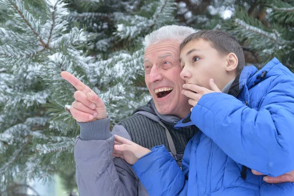 Grandfather with grandson together — Stock Photo, Image