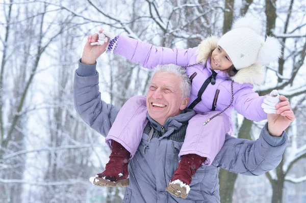 Avô e neta felizes — Fotografia de Stock