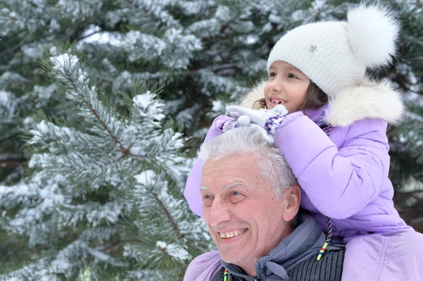 Grand-père avec petite-fille souriante — Photo