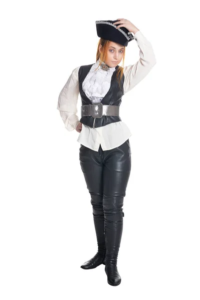 Woman pirate in old vintage clothes — Stock Photo, Image