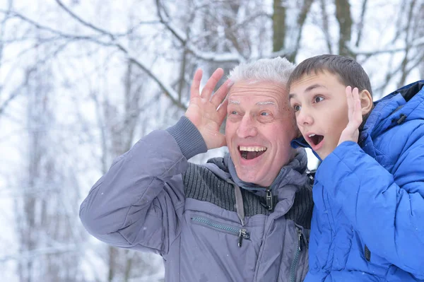 Grandfather with grandson together — Stock Photo, Image