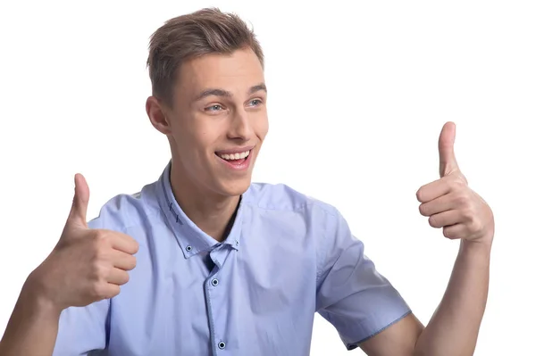 Joven haciendo expresión facial — Foto de Stock