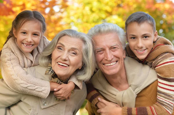 Ritratto di nonni con nipoti — Foto Stock