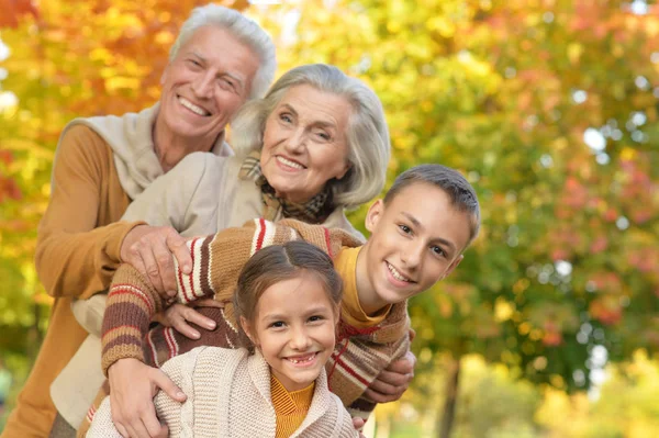 Ritratto di nonni con nipoti — Foto Stock