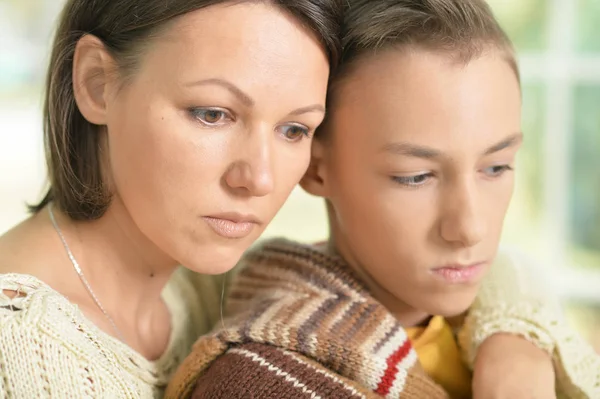 Sad mother and son — Stock Photo, Image