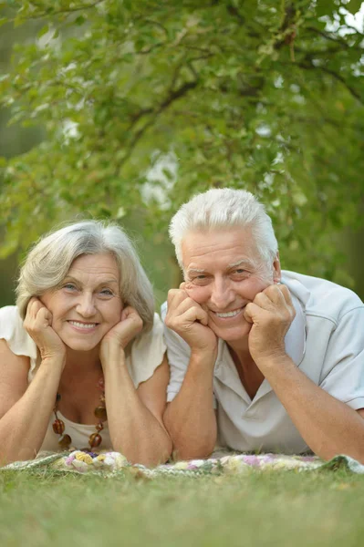 Senior couple resting outdoors — Stock Photo, Image