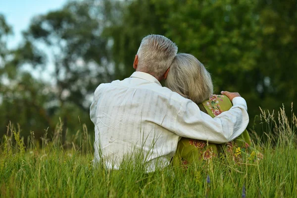 Felice coppia anziana all'aperto — Foto Stock