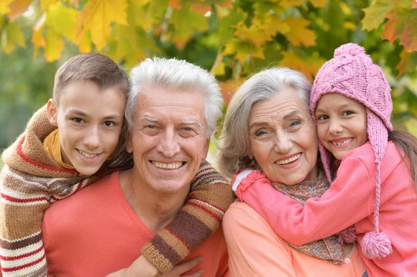 Happy grandparents and grandchildren — Stock Photo, Image