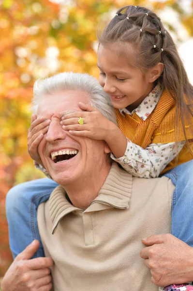 Nagyapa és unokája, szórakozás — Stock Fotó