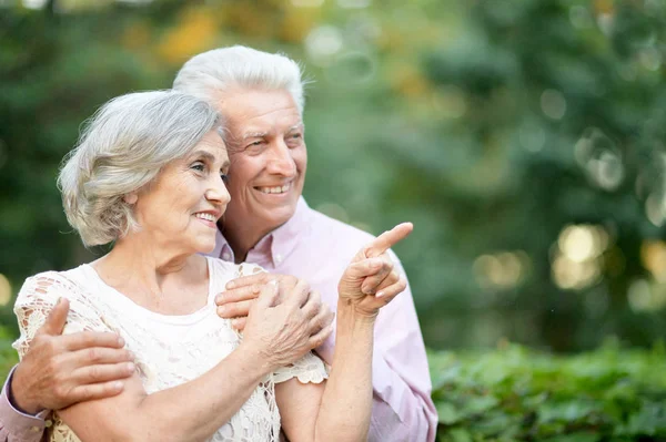 Senior couple posing   in the park — Stock Photo, Image