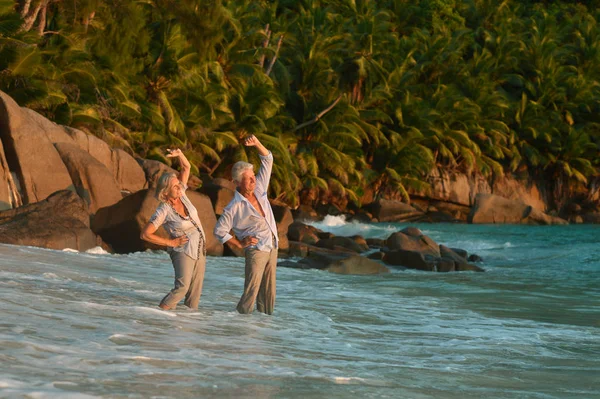 Casal sênior fazendo exercícios — Fotografia de Stock