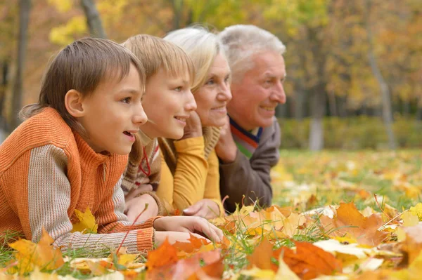 Abuelos y nietos en el parque — Foto de Stock