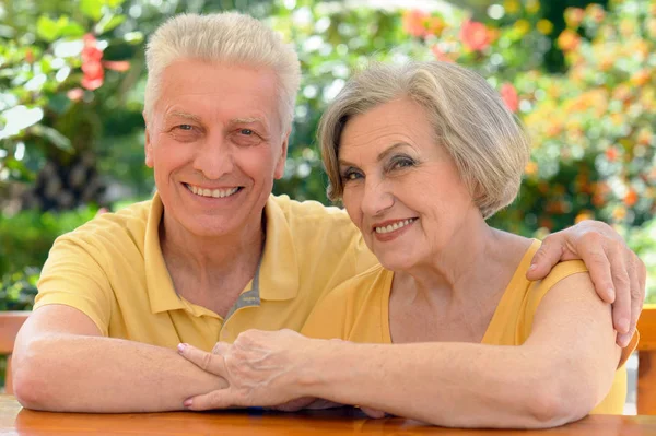 Senior koppel knuffelen — Stockfoto