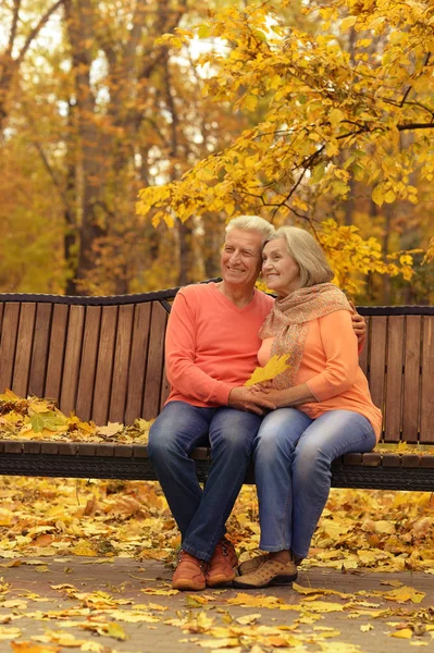 Пара сидящих на деревянной скамейке — стоковое фото