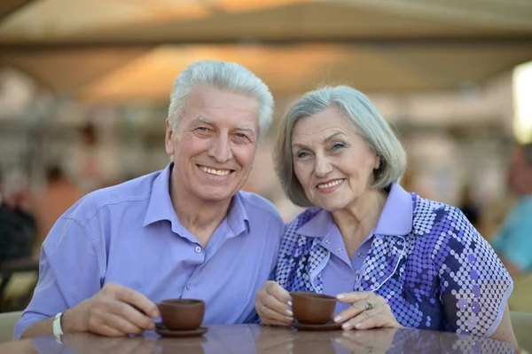 Senior couple drinking  tea — Stock Photo, Image