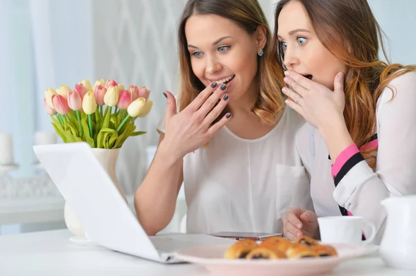 Young women looking at laptop — Stock Photo, Image