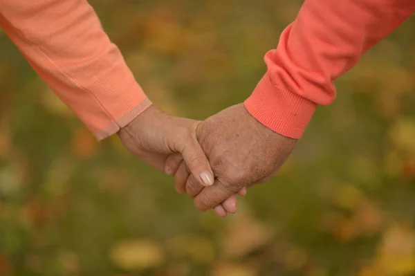 Ouderen paar hand in hand — Stockfoto