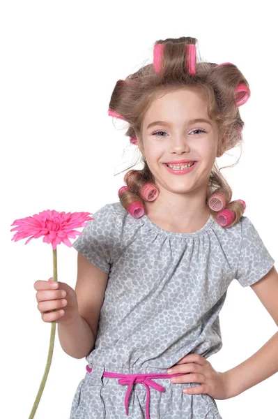 Cute little girl gospodarstwa kwiat — Zdjęcie stockowe