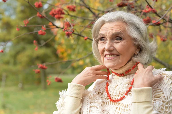 Woman  with lace from berries posing — Stock Photo, Image