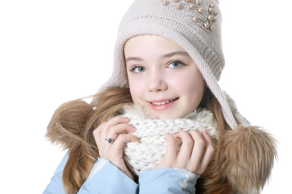 Little girl in warm clothes — Stock Photo, Image