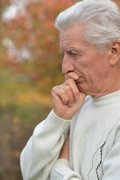 Thoughtful senior man  in  park — Stock Photo, Image