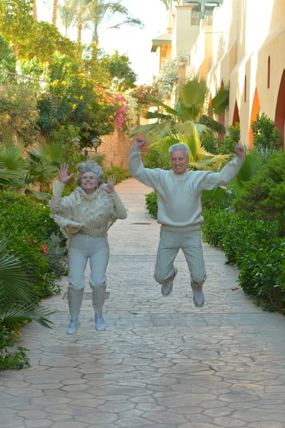 Happy Senior couple outdoors — Stock Photo, Image