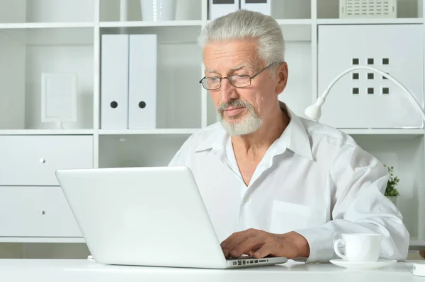 Maduro homem usando laptop — Fotografia de Stock