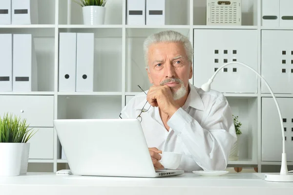 Volwassen man met laptop — Stockfoto