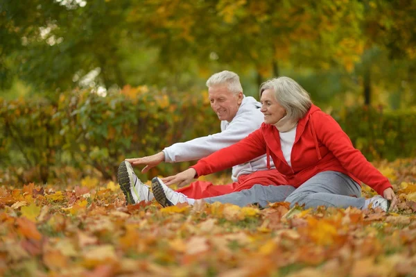 Seniorenpaar macht Übungen — Stockfoto