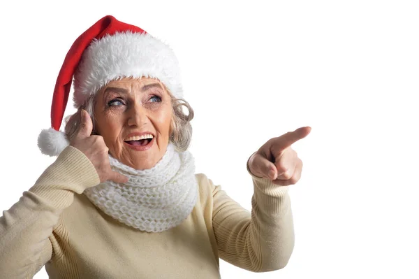 Senior Kobieta w Santa hat — Zdjęcie stockowe