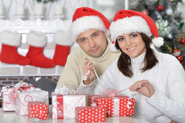 Couple celibrating Christmas — Stock Photo, Image