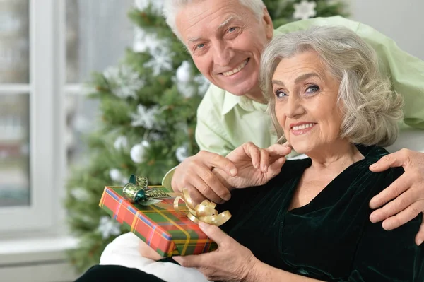 Seniors celebrating Christmas — Stock Photo, Image