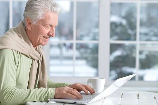 Mature man using laptop — Stock Photo, Image