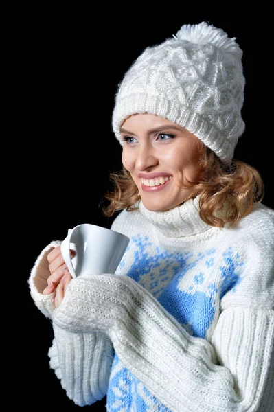 Nice blonde with cup — Stock Photo, Image