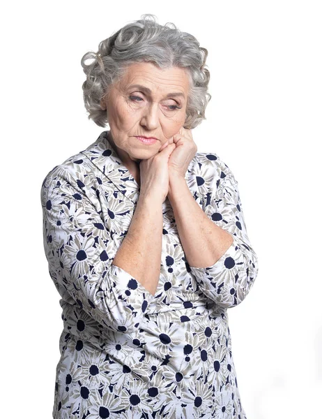 Beautiful sad elderly woman close-up — Stock Photo, Image