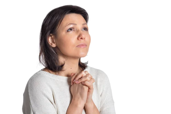 Beautiful young woman praying — Stock Photo, Image