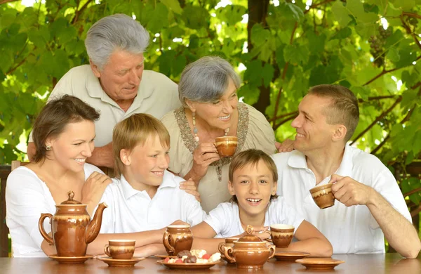 Yaz parkında mutlu bir aile — Stok fotoğraf