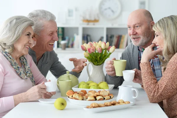 Twee Senioren Stellen Die Thee Drinken — Stockfoto