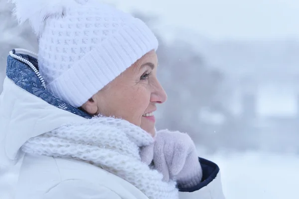 Woman in winter clothes posing — Stock Photo, Image