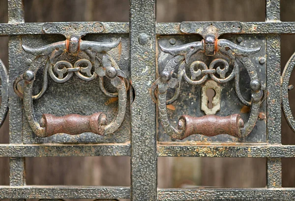 Metal Fence Old Door Knob Close View — Stock Photo, Image