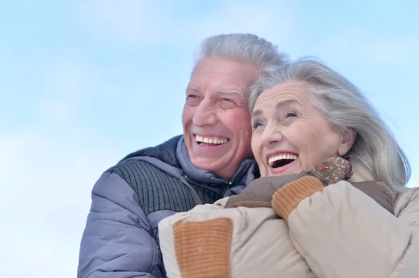 Pareja mayor en invierno al aire libre —  Fotos de Stock