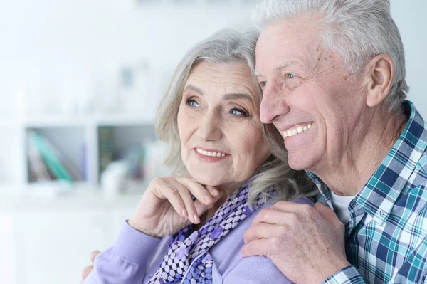 Happy senior couple at home — Stock Photo, Image