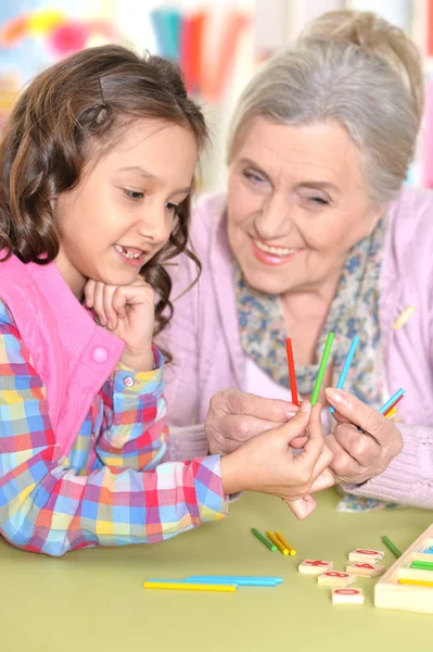 Ritratto Nonna Nipote Che Riuniscono — Foto Stock