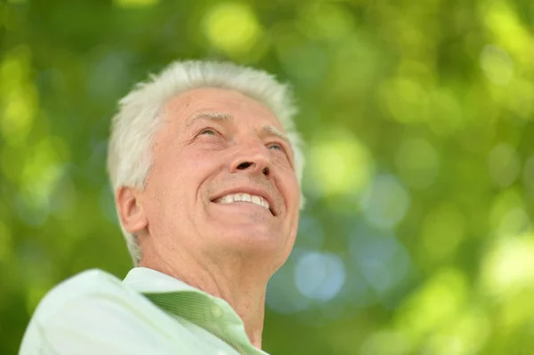 夏の公園で散歩に幸せの年配の男性 — ストック写真