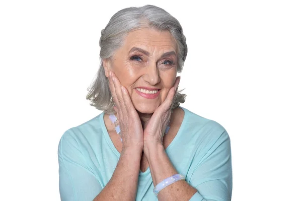 Felice sorridente donna anziana — Foto Stock