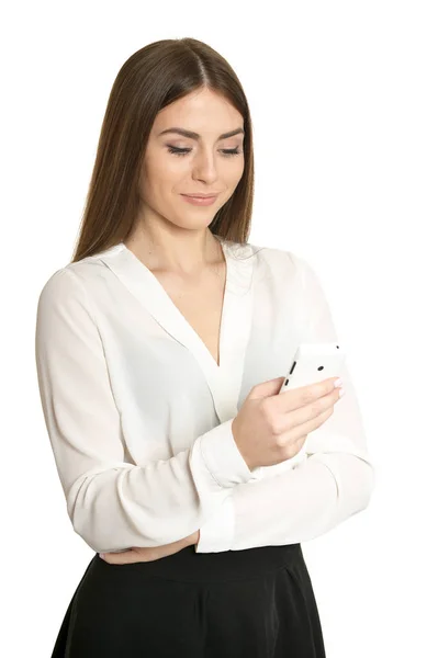 Schöne Frau mit Tablet-PC — Stockfoto