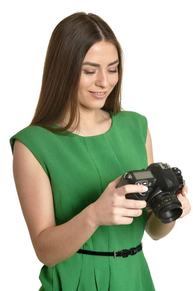 Junge Frau mit Kamera — Stockfoto